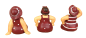 Preview: 3er Set Kantenhocker Kantensitzer Badenixe Badedame mollige Frau ca. 7cm