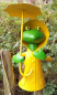 Preview: Zaunhocker Frosch Südwester mit Schirm Metall Pfahlhocker Zauntiere Gartendeko