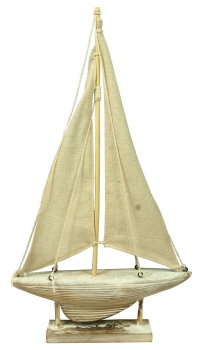 Deko Segelboot weiß gewischt Shabby Look 42 x 23,5cm Segler Boot Schiff (M101)