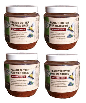 4x Wildvogelfutter Erdnussbutter Waldfrucht (Heidelbeere) im PET Glas   Vogel-Erdnussbutter ist ein wahrer Leckerbissen für Vögel! Es enthält gute Nährstoffe für Vögel, ist kalorienreich, nahrhaft und gesund. Normale Erdnussbutter enthält viel zu viel Sal