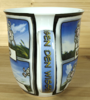Preview: Witziger Kaffeebecher Hösti Schafe Wind Maritim Tasse Porzellan 400ml Becher