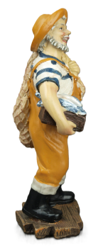Preview: Maritime Deko Figur Fischer mit Fischkiste Gesamthöhe ca. 15cm, Breite ca. 6,5 cm, Tiefe ca. 5cm Material Polyresin
