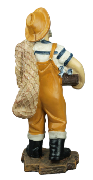 Preview: Maritime Deko Figur Fischer mit Fischkiste Gesamthöhe ca. 15cm, Breite ca. 6,5 cm, Tiefe ca. 5cm Material Polyresin