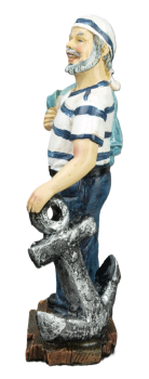Preview: Maritime Deko Figur Matrose mit Anker Gesamthöhe ca. 14,7cm, Breite ca. 7,5cm, Tiefe ca. 4cm Material Polyresin