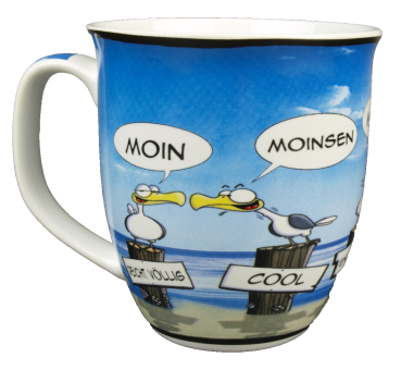 Kaffeebecher Moinsen Moin Hösti Becher Maritim Tasse Porzellan Inhalt 400ml Möwe