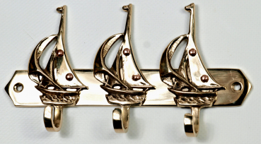 Haken Messing Segelboot Handtuchhaken maritime Wandhaken Schlüsselhaken 16x8,8cm