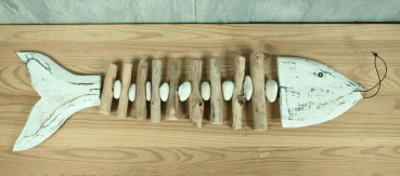 Wandhänger "Fischgräte" aus Holz im Treibholz-Look und mit echten Steinen gefertigt. Ein sehr schönes Deko Element. Maße: ca. 62 x 18 x 3cm, Gesamthöhe ca. 70cm