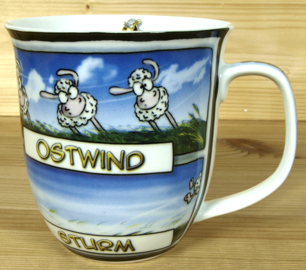 Witziger Kaffeebecher Hösti Schafe Wind Maritim Tasse Porzellan 400ml Becher