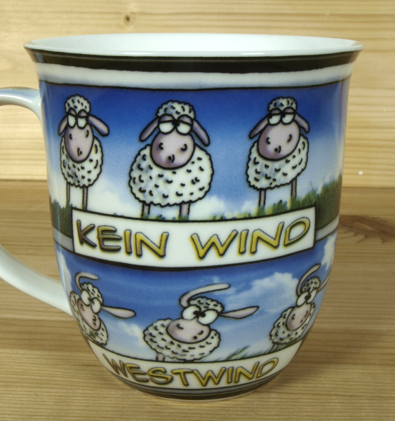 Witziger Kaffeebecher Hösti Schafe Wind Maritim Tasse Porzellan 400ml Becher
