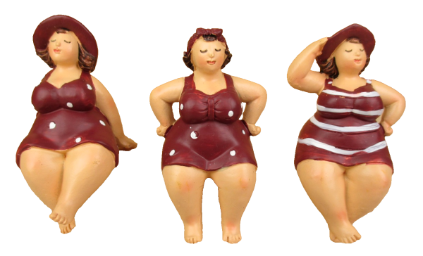 3er Set Kantenhocker Kantensitzer Badenixe Badedame mollige Frau ca. 7cm