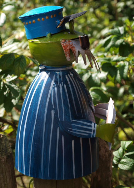 Zaunhocker Frosch Seemann Metall Pfahlhocker Zauntiere maritime Gartendeko AP