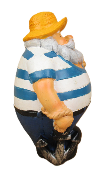 Maritime Deko Figur Fischer mit Südwester und Pfeife, aus Polyresin hersgestellt. Gesamtmaße: ca. 12 x 7 x 5 cm.