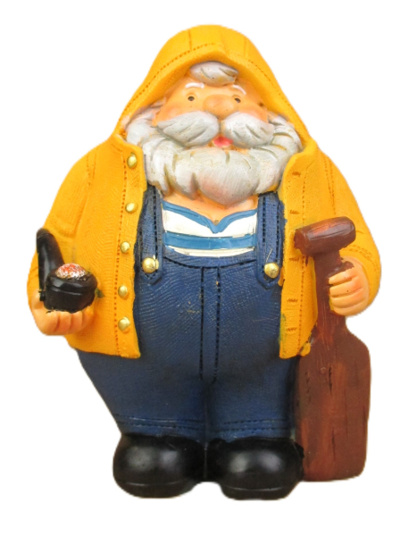 Maritime Deko Figur bäritger Seemann mit Friesennerz und Paddel ( Modell C), aus Polyresin hersgestellt. Maße ca.: Höhe 12cm, Breite 8,5cm, Tiefe 7cm
