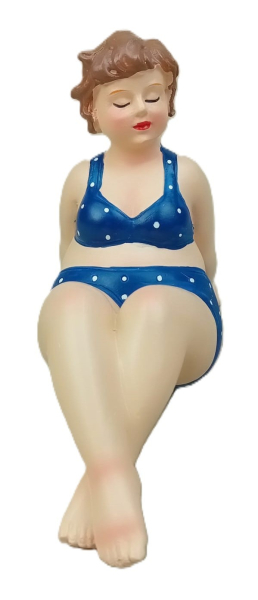 Badenixe Mollige Deko Figur Frau im Bikini sitzend dicke Dame (SLA)