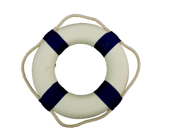 Willkommen an Bord! Dieser maritime Rettungsring in Blau und Weiß mit einem Durchmesser von 15cm ist die perfekte Dekoration für alle, die das Meer und den Strand lieben.  Das Produkt besteht aus Styropor und ist mit Stoff umnäht. Ob als Geschenk für Freu