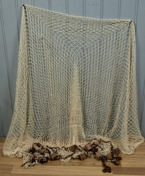 Deko Fischernetz ca. 2,5 x 2,5m beige mit 14 Schwimmern maritim Küstenambiente