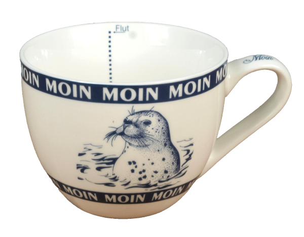 Jumbobecher mit Seehund MOIN Ebbe Flut 0,5l Jumbotasse maritim Porzellan Becher