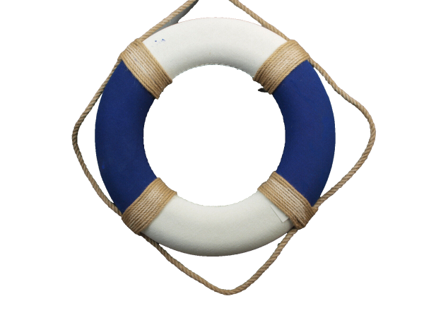 Welcome on Board! Dieser maritime Deko-Rettungsring in Blau und Cremeweiß ist ein echter Hingucker.  Mit einer Größe von 50 cm eignet er sich perfekt für die maritime Dekoration. Das Material besteht aus Styropor und ist mit Leinenstoff umnäht und ist som