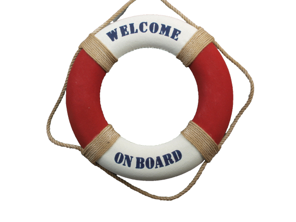 Welcome on Board! Dieser maritime Deko-Rettungsring in Rot und Cremeweiß ist ein echter Hingucker.  Mit einer Größe von 50 cm eignet er sich perfekt für die maritime Dekoration. Das Material besteht aus Styropor und ist mit Leinenstoff umnäht und ist somi